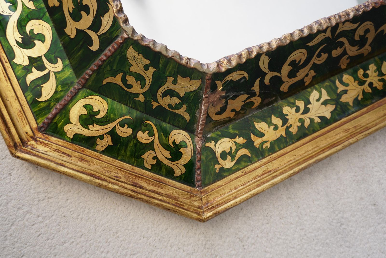 A Spanish Glass Verre Eglomise Gilded Mirror C. 1930 photo buy