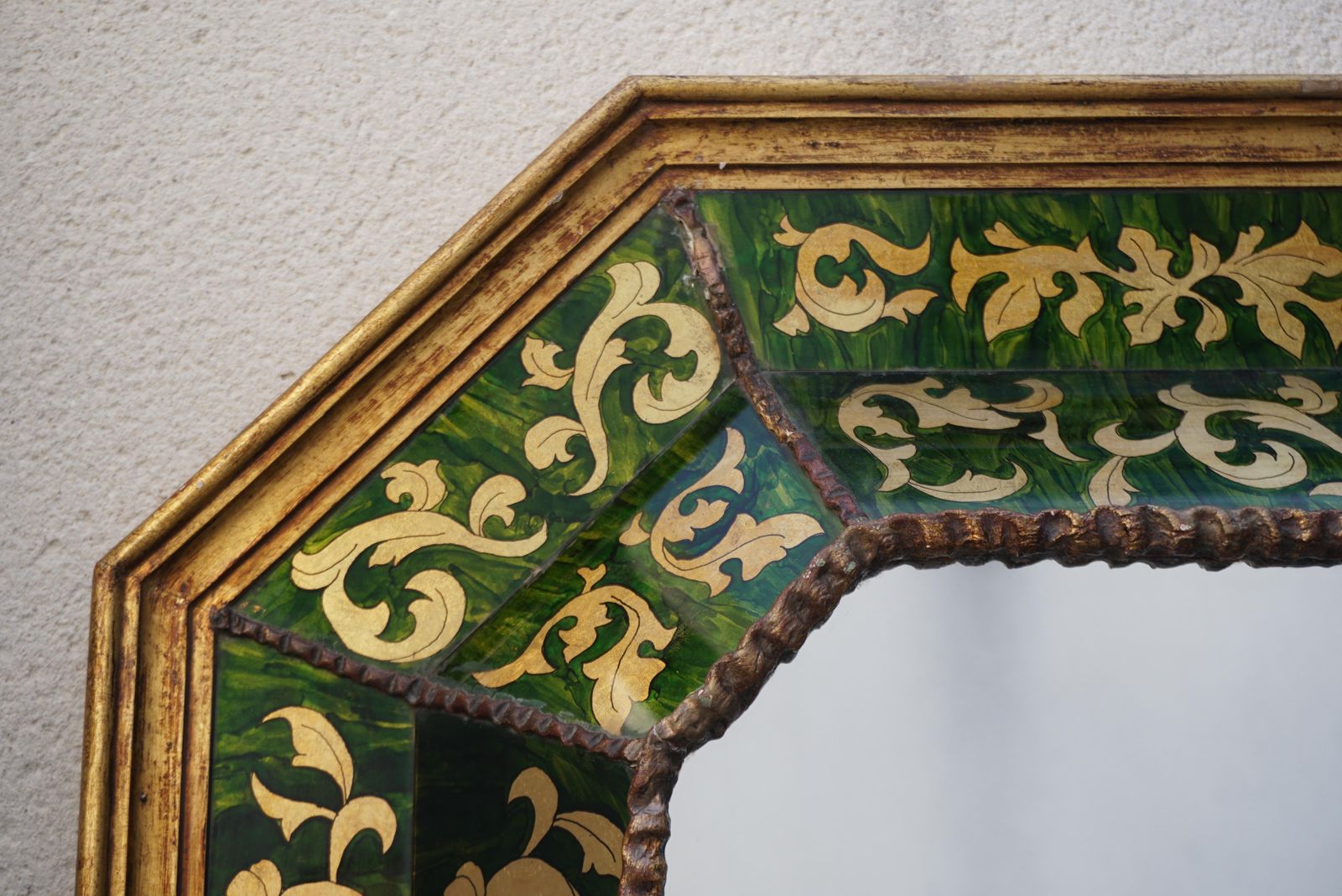 photo furniture A Spanish Glass Verre Eglomise Gilded Mirror C. 1930