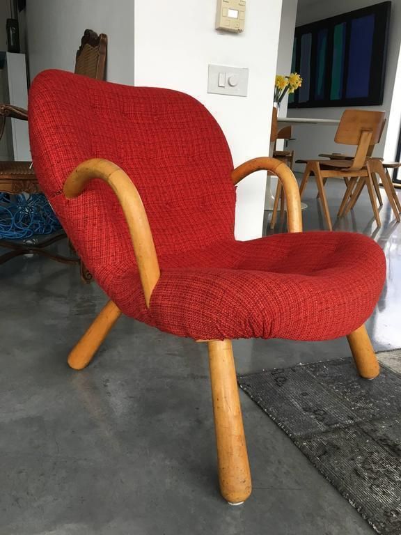 Original Red Fabric Arctander Armchair Model "Clam," Vik & Blindheim, Norway photo furniture