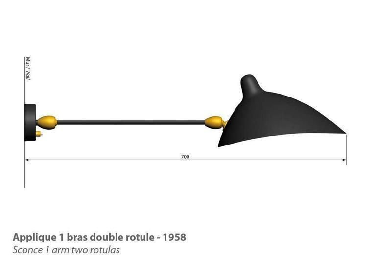 Sconce Serge Mouille Applique Model "One Rotating Arm With Two Rotule" photo for sale