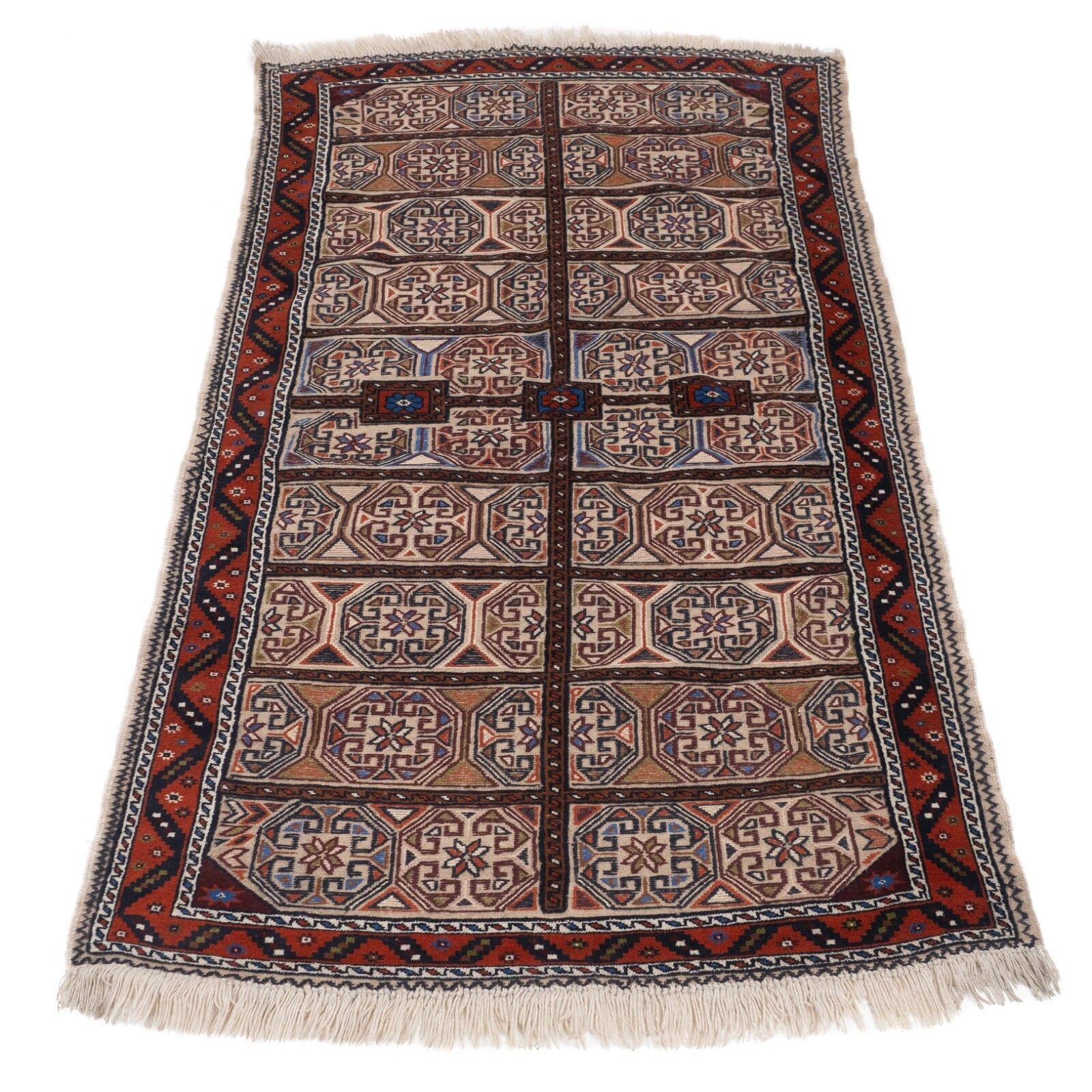 Vintage Afghan Tribal Part Kilim Handwoven Wool Rug 218 × 129 Cm ( 7'2" × 4'3" Handmade Flat Weave Wool Carpet)