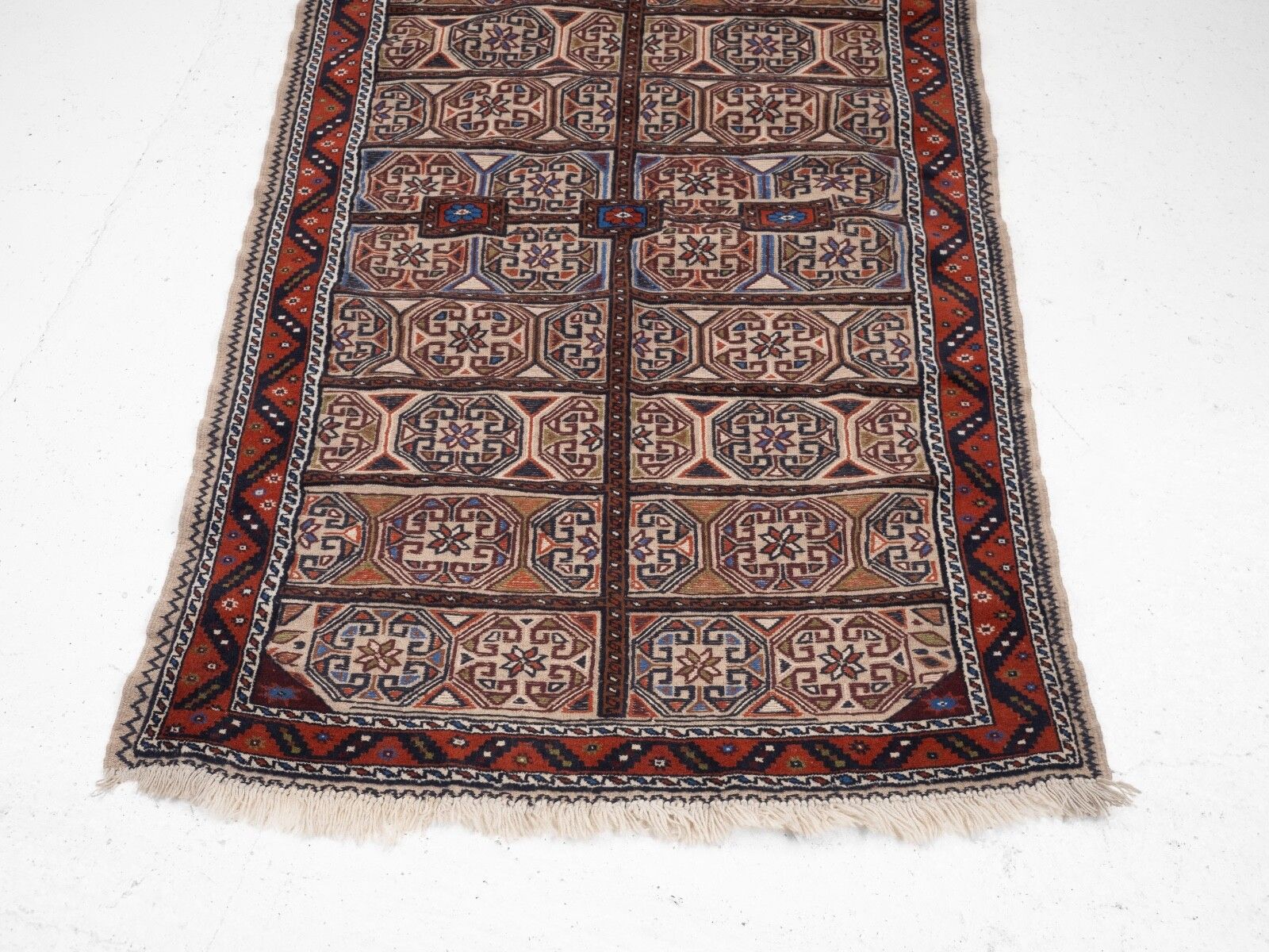 Vintage Afghan Tribal Part Kilim Handwoven Wool Rug 218 × 129 Cm ( 7'2" × 4'3" Handmade Flat Weave Wool Carpet) photo Textiles
