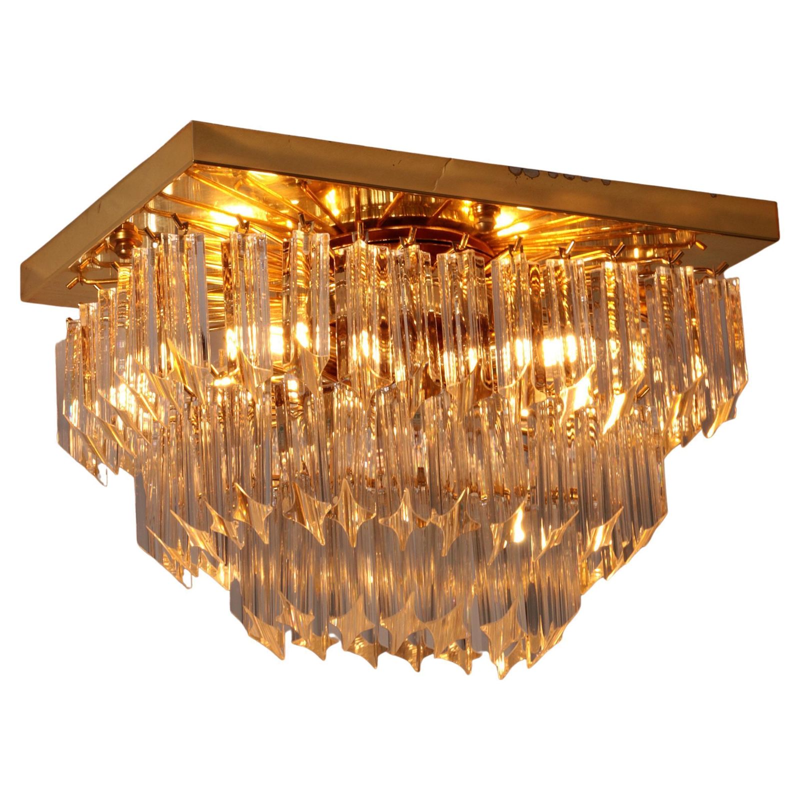 Novaresi Gold Plated Ceiling Lamp Ch Serie 1970 Italy