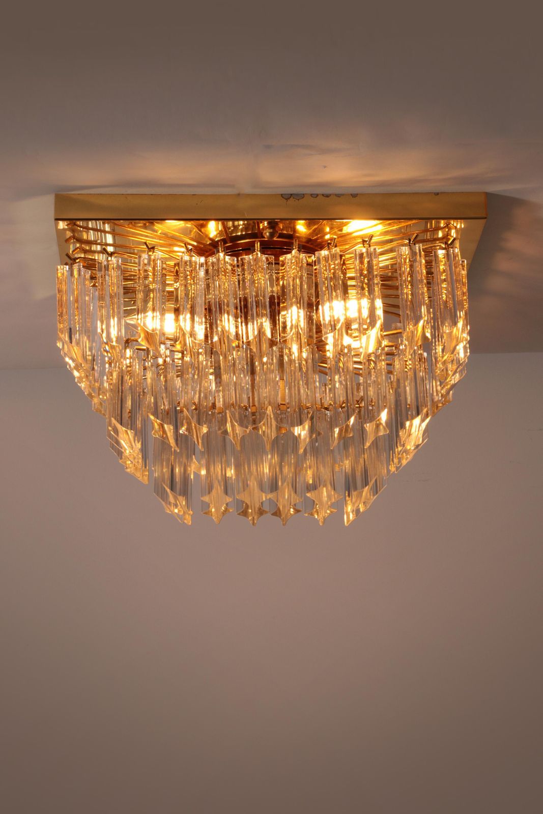 Novaresi Gold Plated Ceiling Lamp Ch Serie 1970 Italy photo Lighting