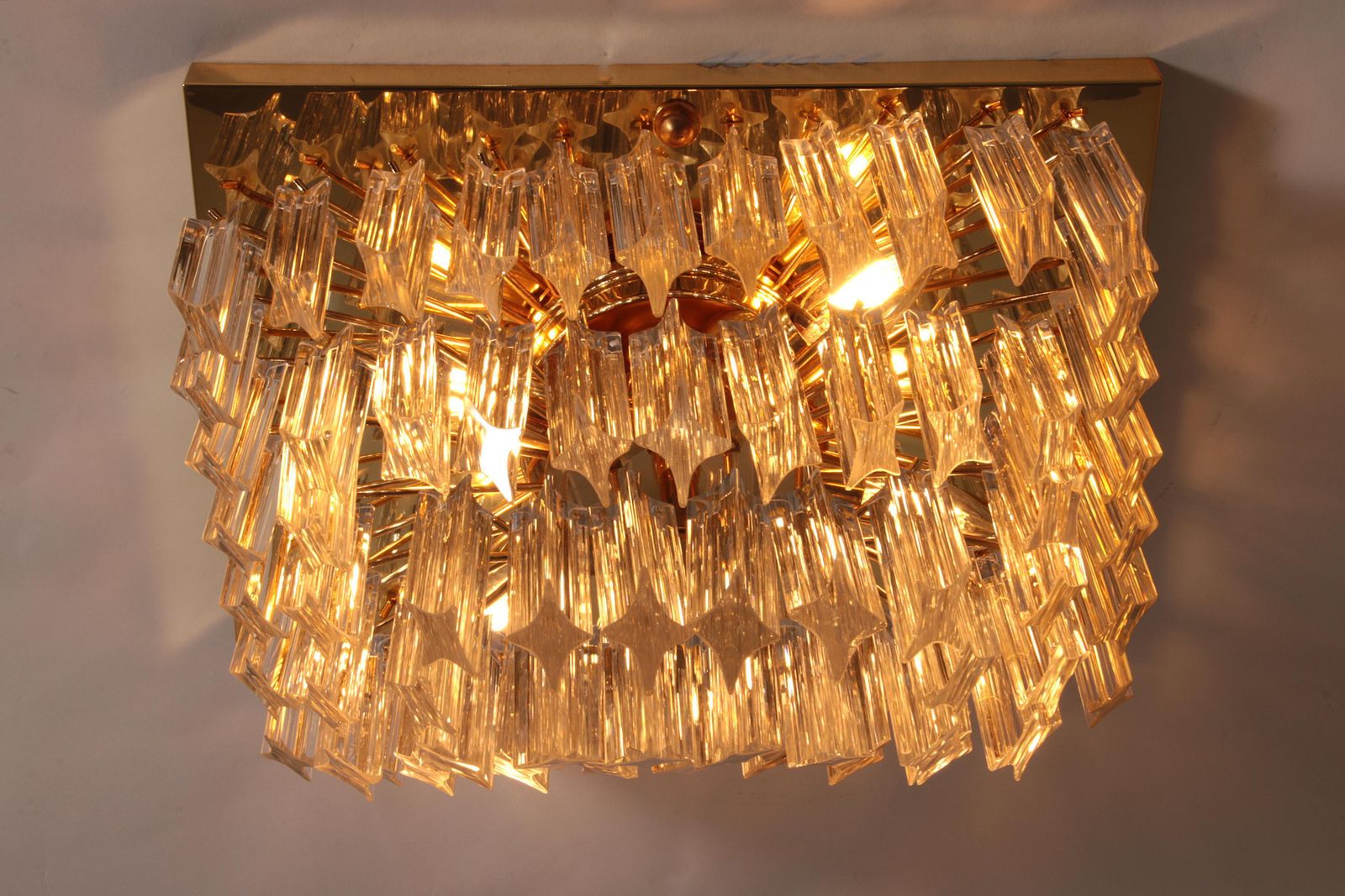 photo for sale Novaresi Gold Plated Ceiling Lamp Ch Serie 1970 Italy