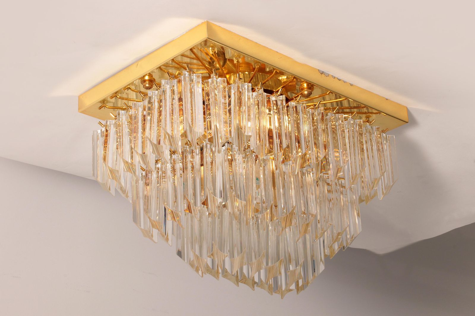photo vinterior Novaresi Gold Plated Ceiling Lamp Ch Serie 1970 Italy