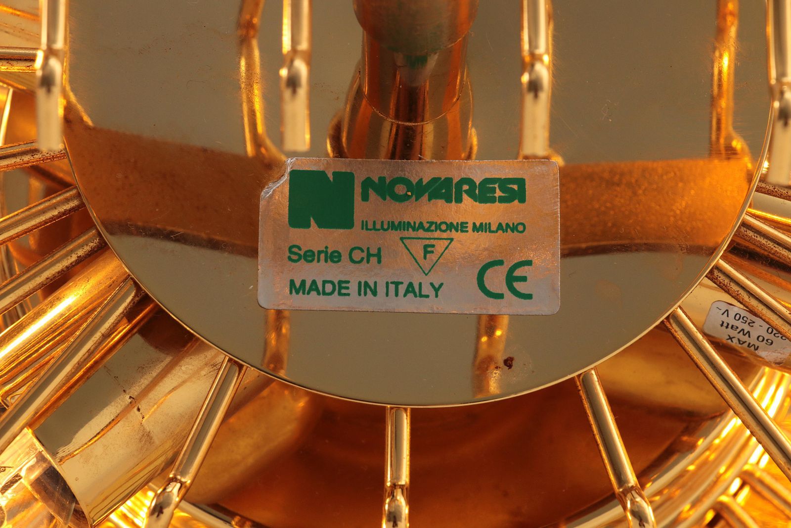photo vintage Novaresi Gold Plated Ceiling Lamp Ch Serie 1970 Italy