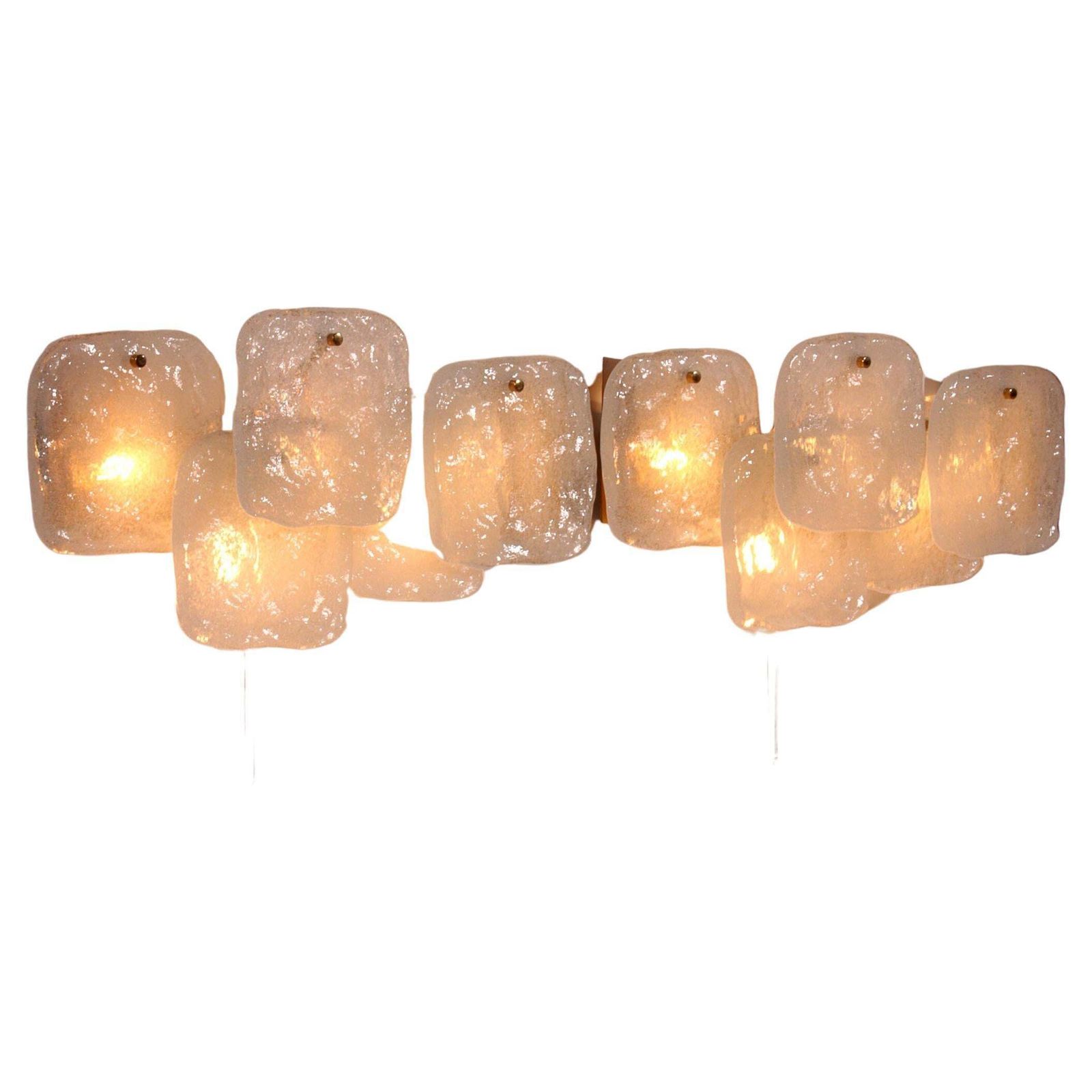 Elegant Midcentury Ice Glass Wall Sconces By J.T. Kalmar, Austria (1960s)