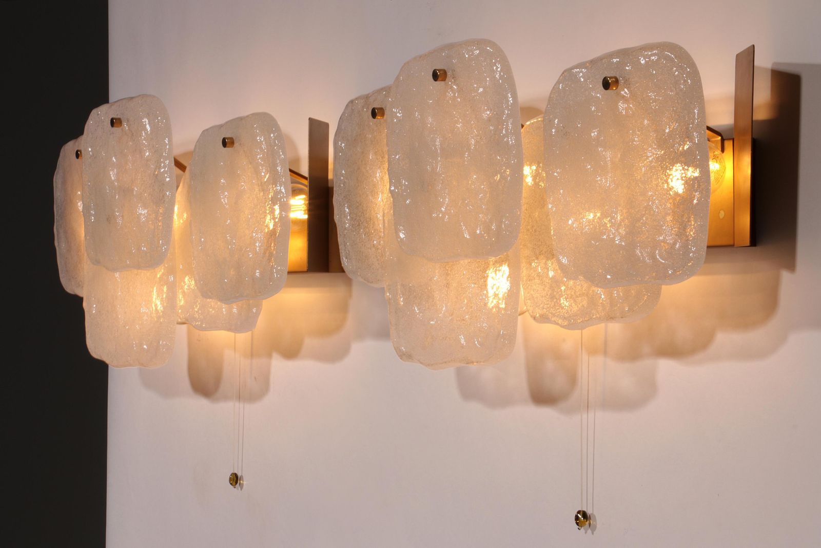 Elegant Midcentury Ice Glass Wall Sconces By J.T. Kalmar, Austria (1960s) photo 2998.0