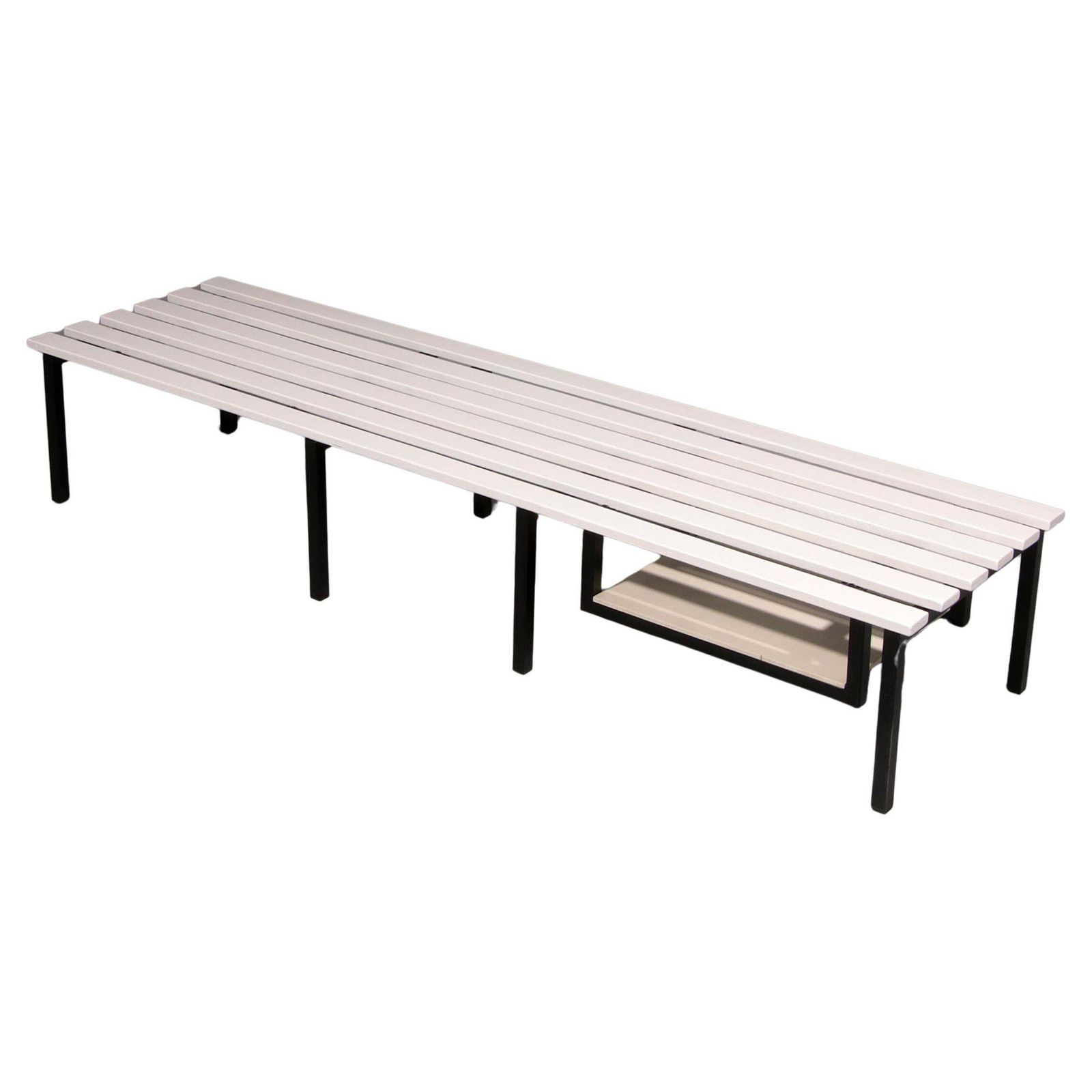 Elegant Vintage White Wooden Bench With Black Metal Frame – A Timeless Design