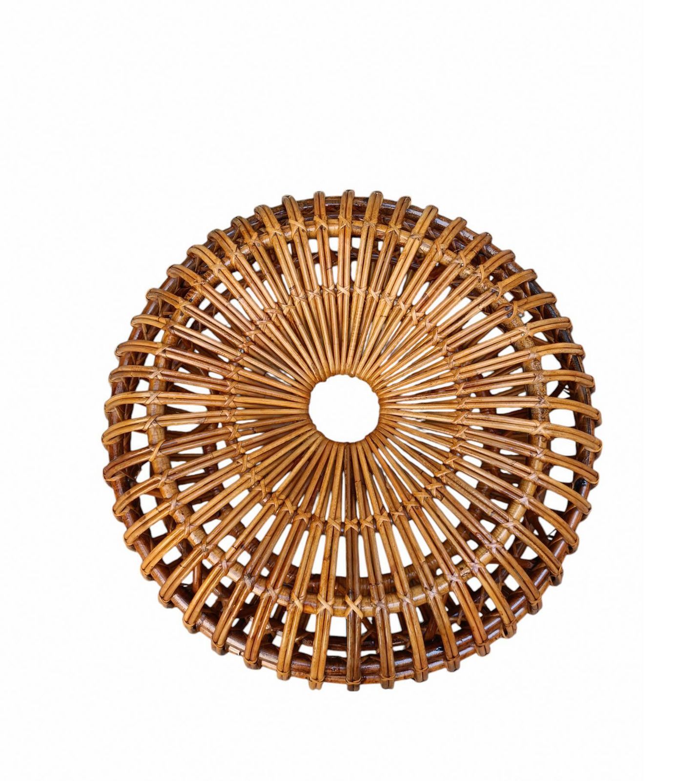 Ico Parisi For Bonacina Woven Rattan Pouf, Italy 1960s photo for sale