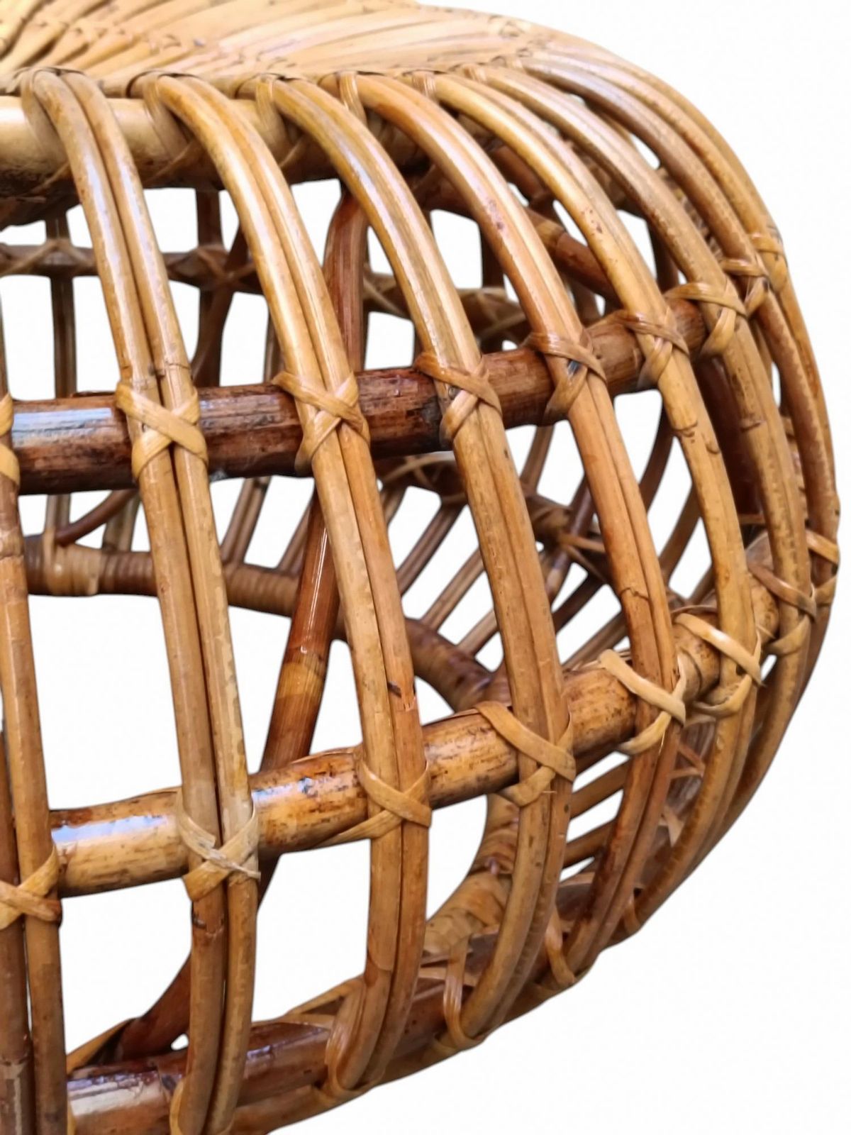 Ico Parisi For Bonacina Woven Rattan Pouf, Italy 1960s photo vinterior