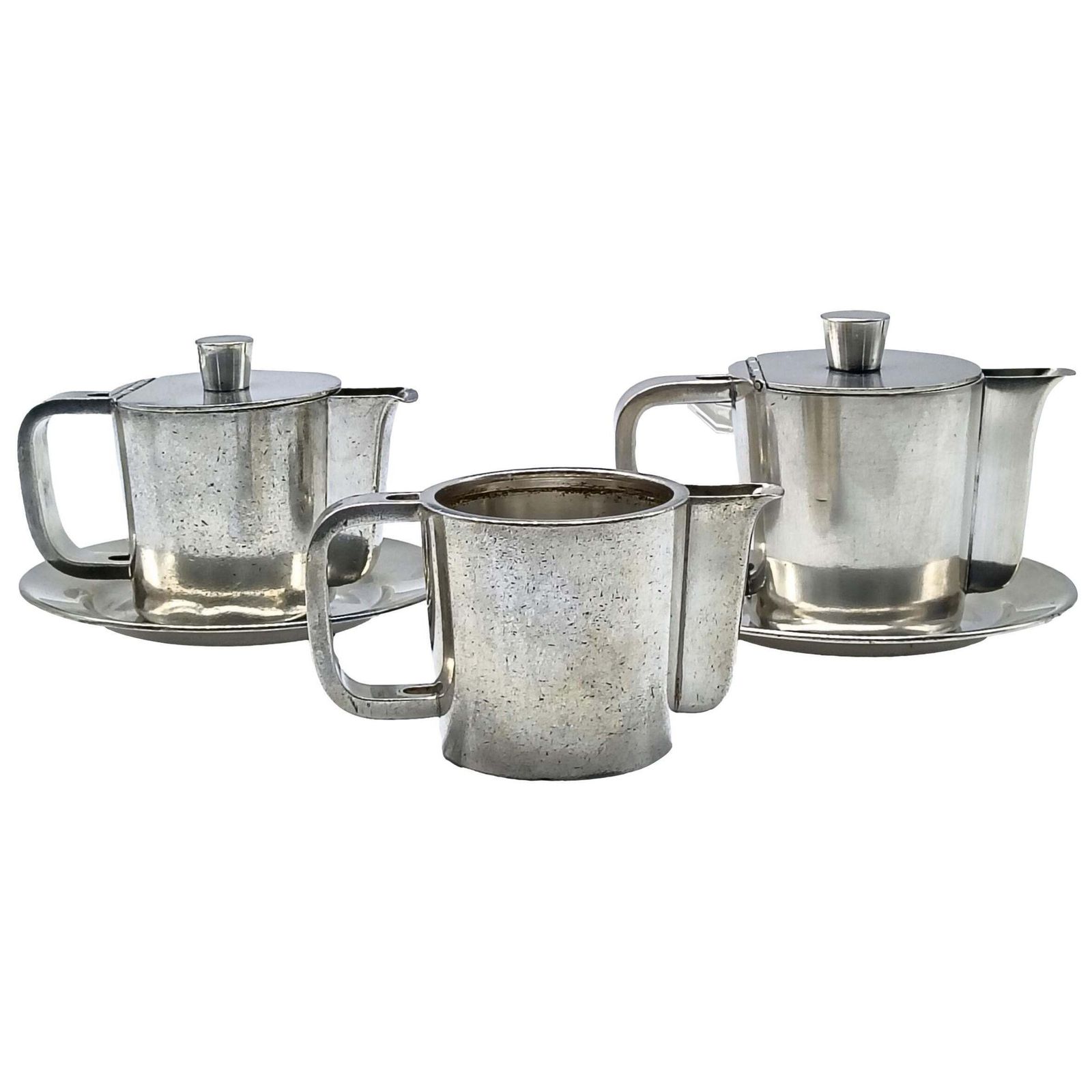 Gio' Ponti For Krupp Set Of 2 Coffee Makers, 2 Saucers, And A Milk Jug,  1950s