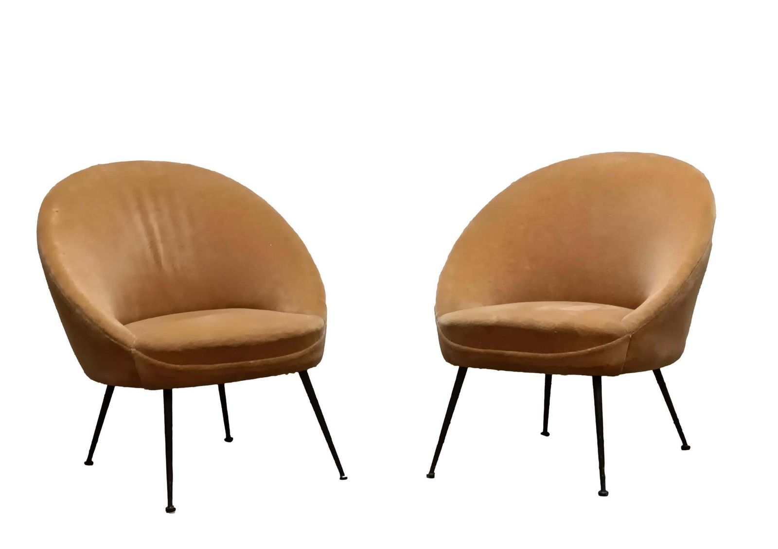 Federico Munari Pair Of Sand Colored Velvet Armchairs, Italy 1950s photo furniture