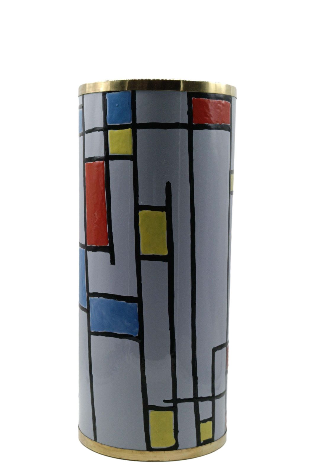 Siva Poggibonsi Brass And Enameled Metal Umbrella Stand, Italy 1970s photo for sale