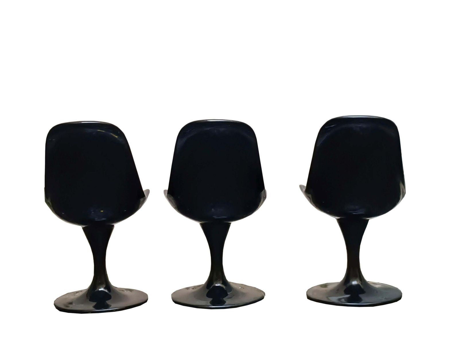 Eero Saarinen Style Set Of 3 Black Dining Chairs Tulip Model, Italy 1970s photo 549.0