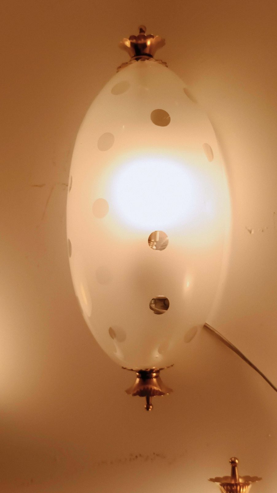 Venini Attrib. Murano Glass And Brass Wall Lamp, Italy 1940s photo 515.0
