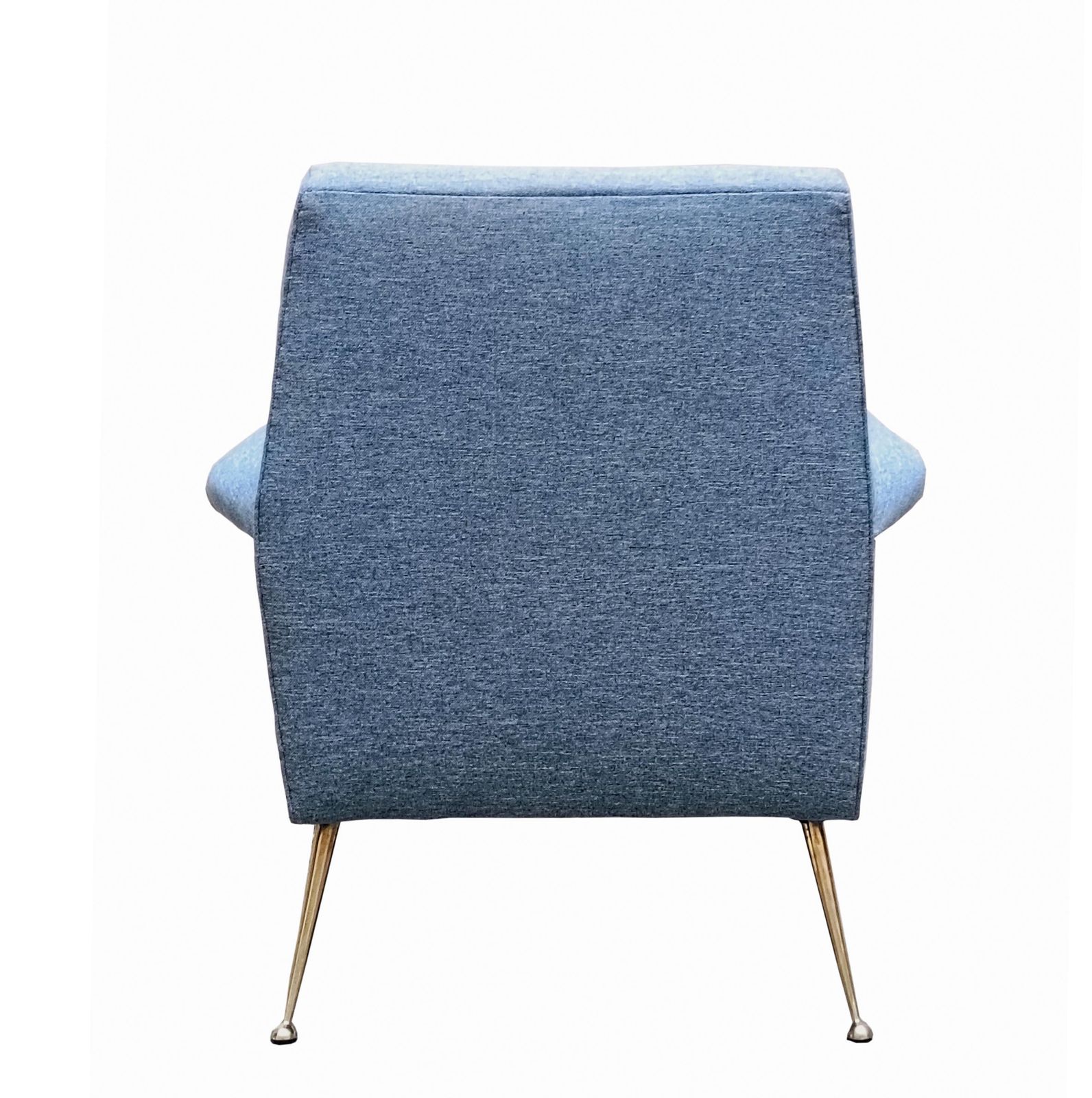 Refined Armchair In Light Blue Fabric And Brass Feet,  Italy 1960s photo 2059.0