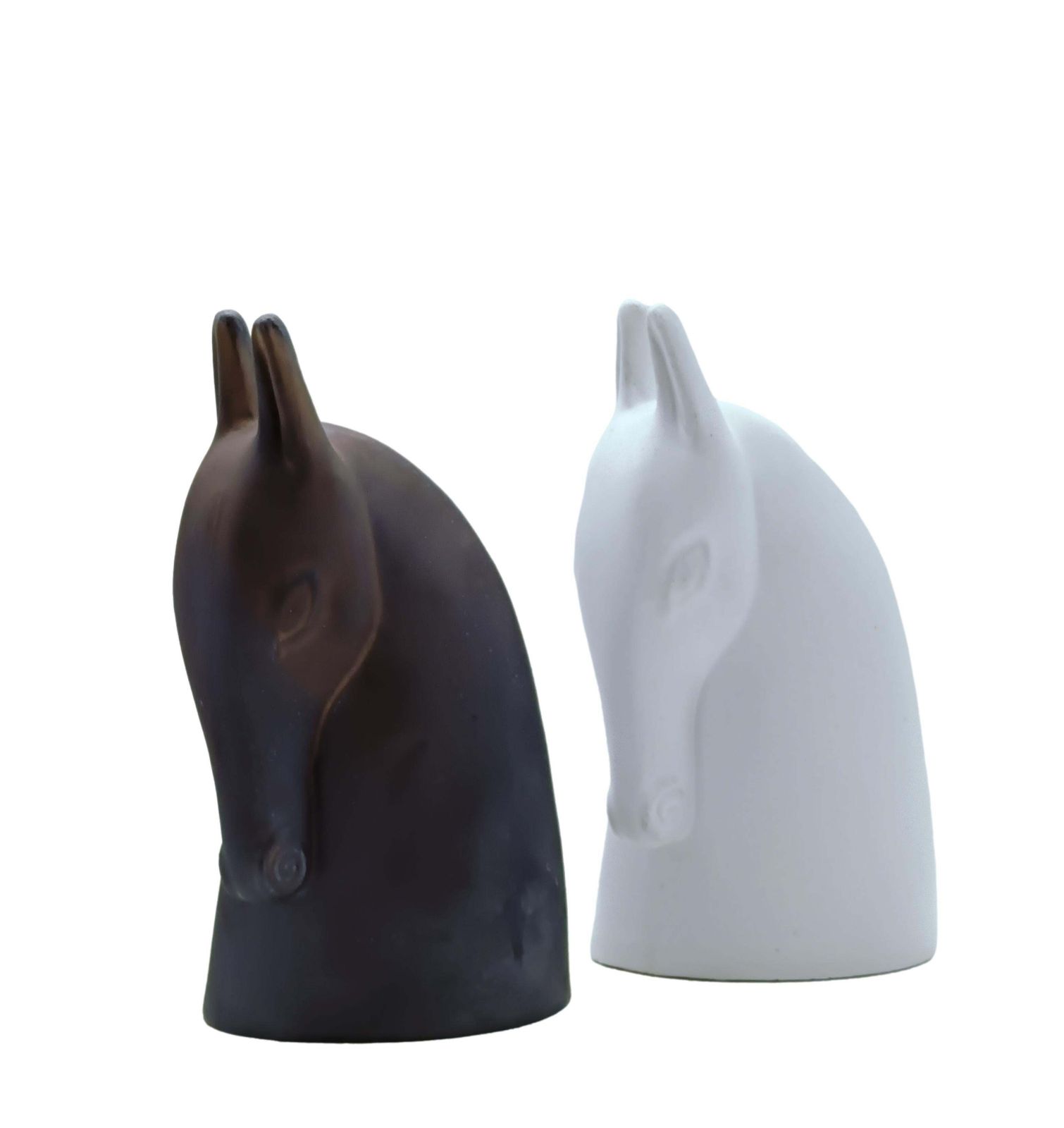 Anette Edmark Pair Of Ceramic Horse Head Sculptures, Denmark 1990s photo vinterior