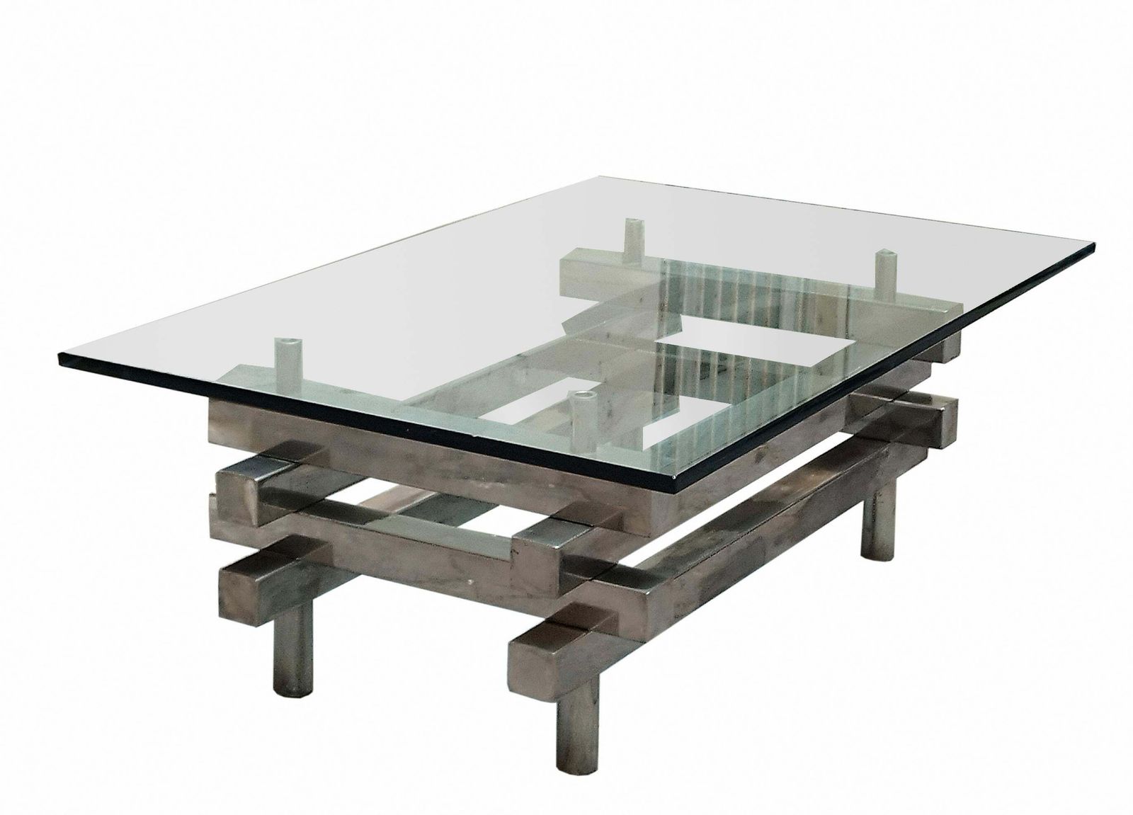 Chromed Metal And Glass Coffee Table, Italy 1970s photo for sale