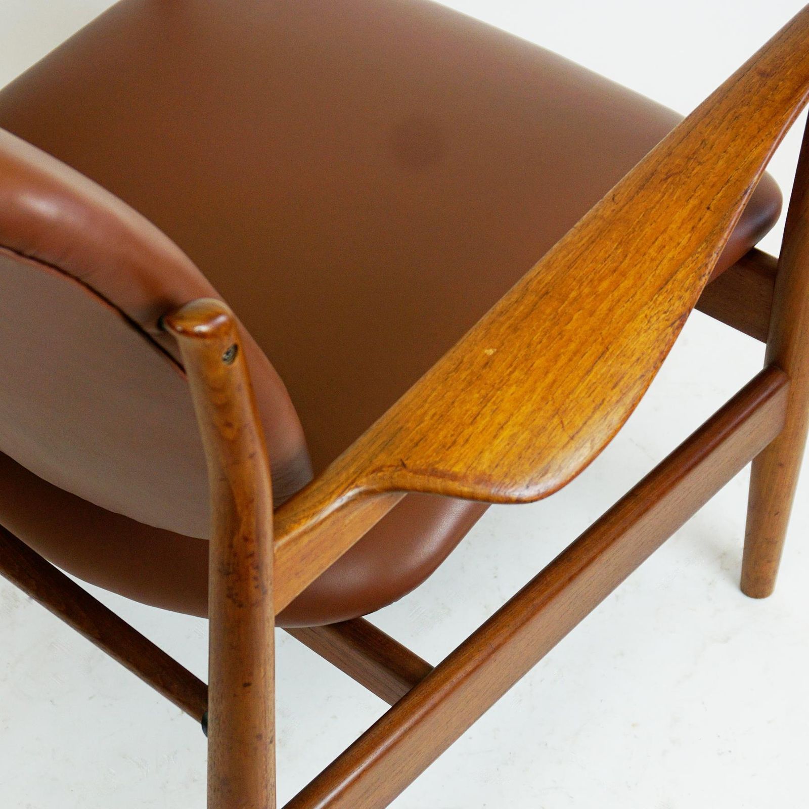Danish Modern Teak And Brown Leather Loungechair By Finn Juhl For France And Son photo buy
