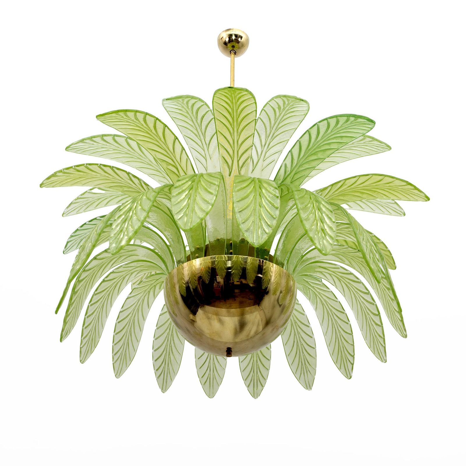 Pair Of Large Mouth Blown Murano Glass Chandeliers, 38 Blue Murano Glass Leaves photo 14153.0
