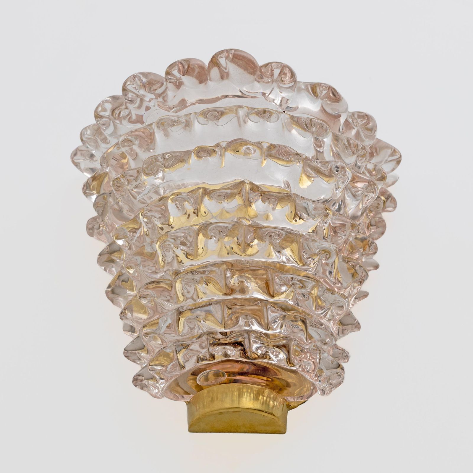 Pair Of Mid Century Modern Italian "Rostrato" Light Pink Murano Glass Sconces photo buy
