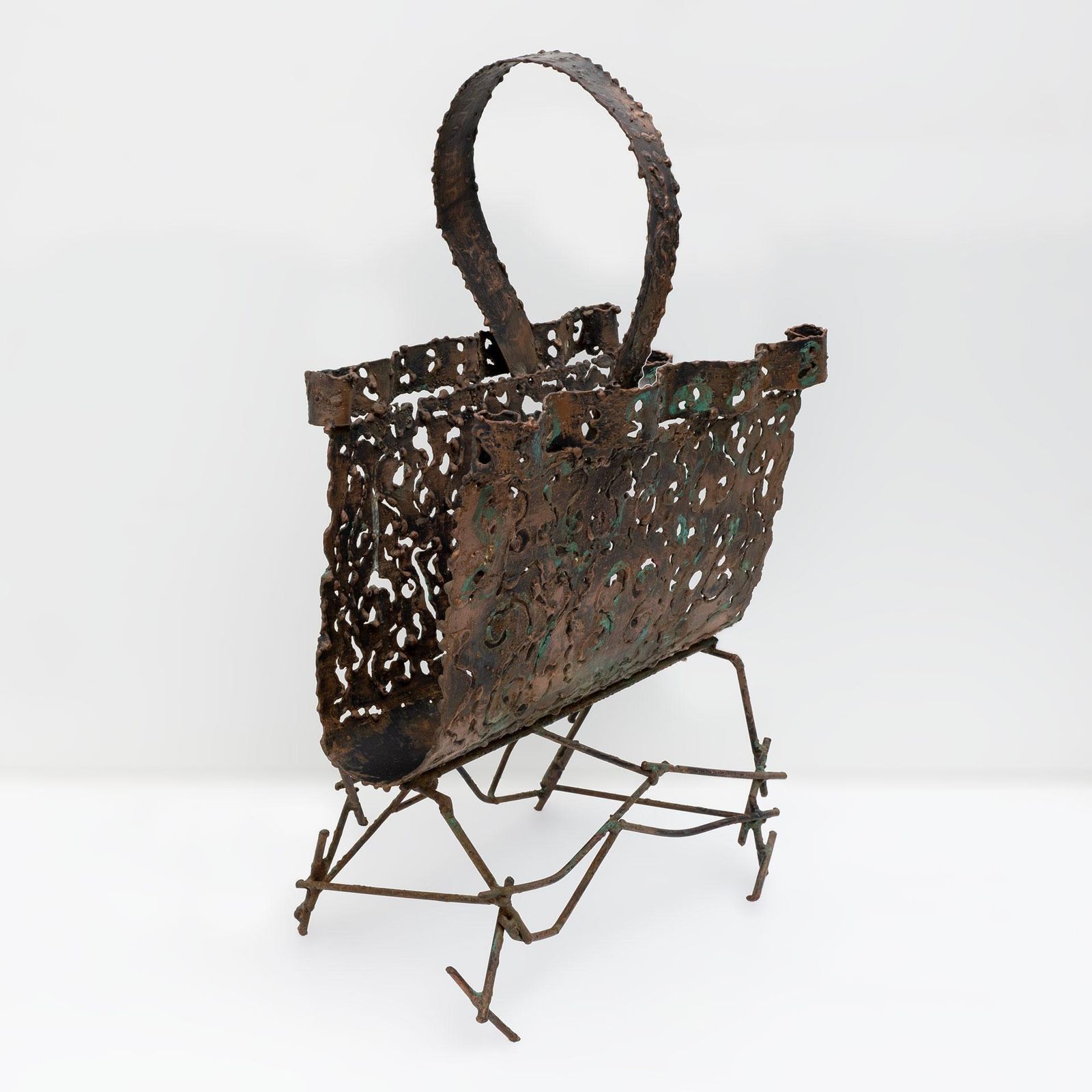 Attributed To Marsura Brutalist Italian Wrought Iron Magazine Rack  '70s photo 1098.0