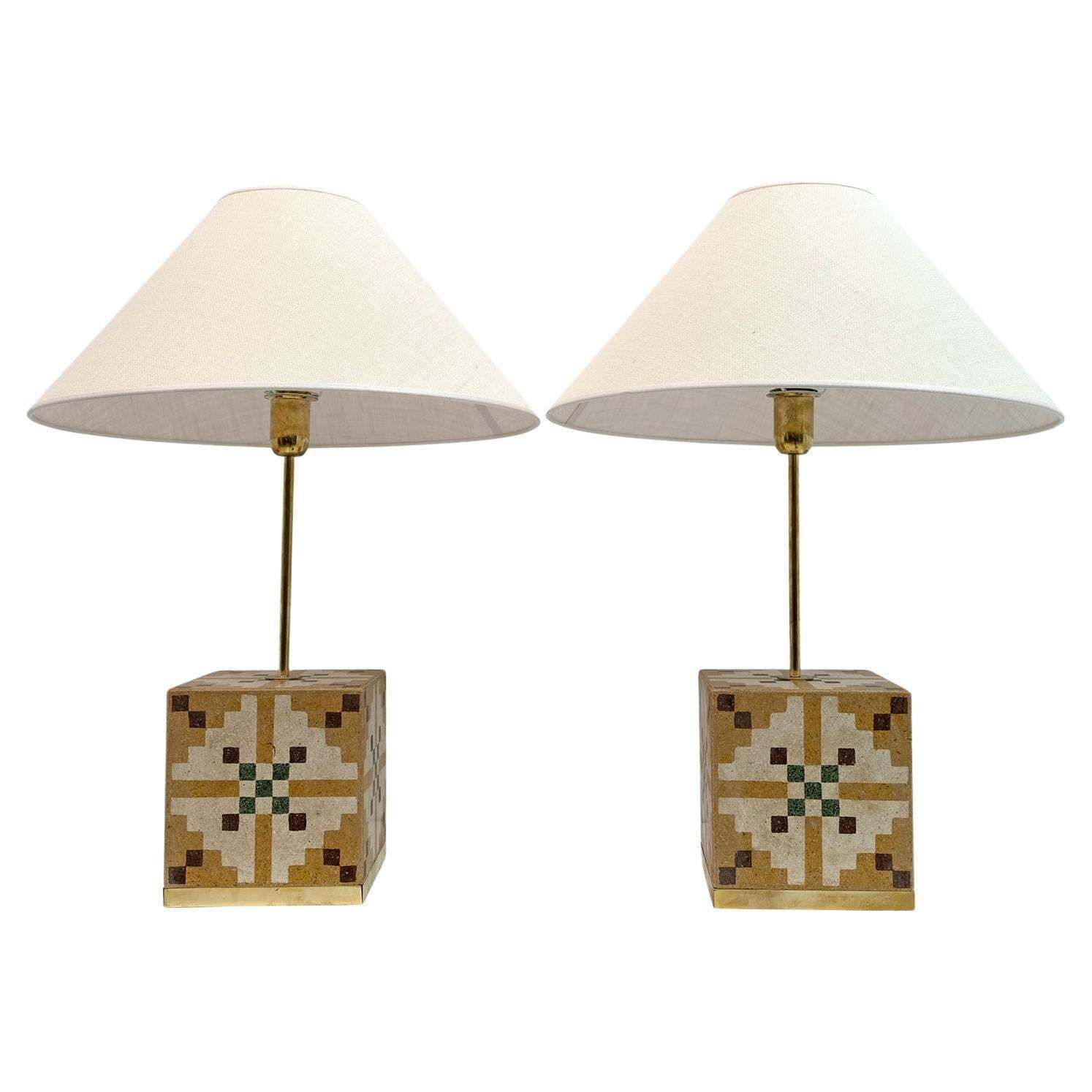Pair Of Liberty Era Italian Cementite Table Lamps