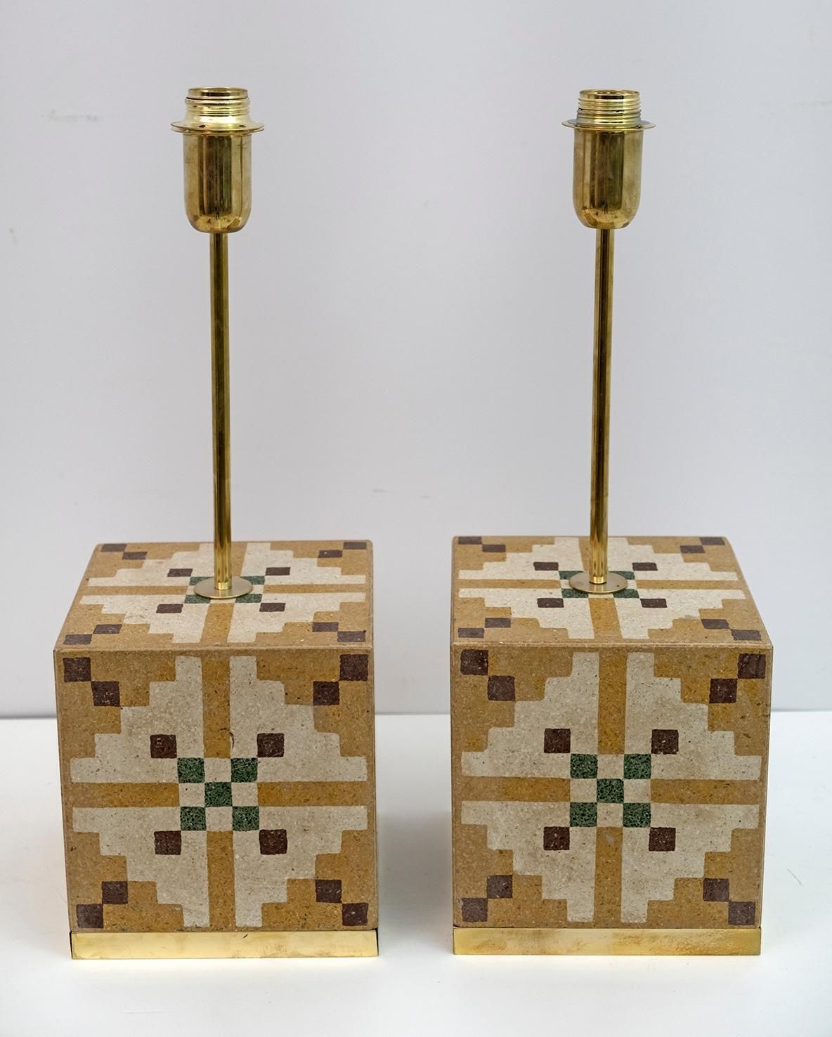 Pair Of Liberty Era Italian Cementite Table Lamps photo vinterior
