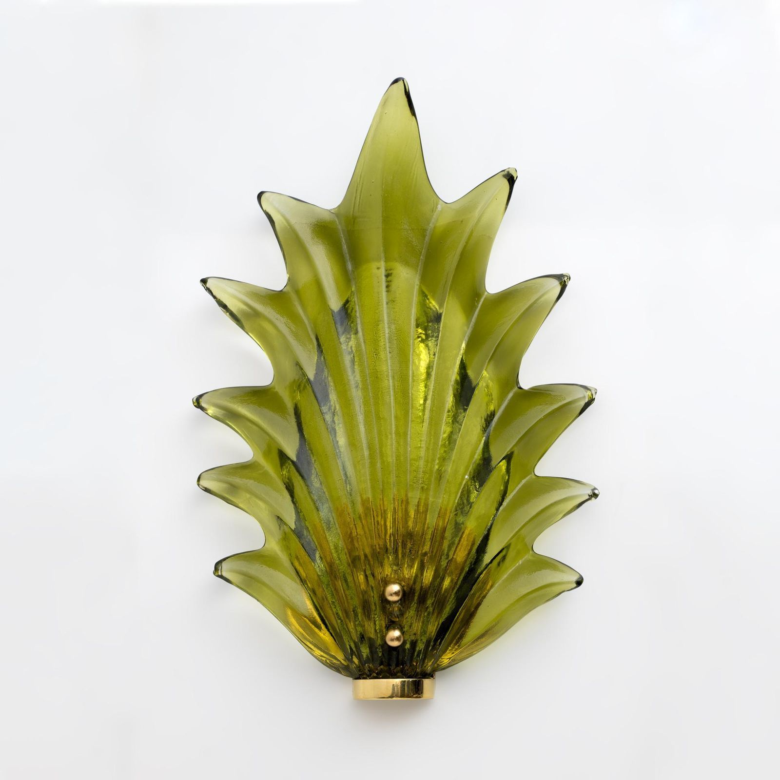 Pair Barovier & Toso Style Modern Italian Murano Glass Leaf Sconces, 1980s photo furniture