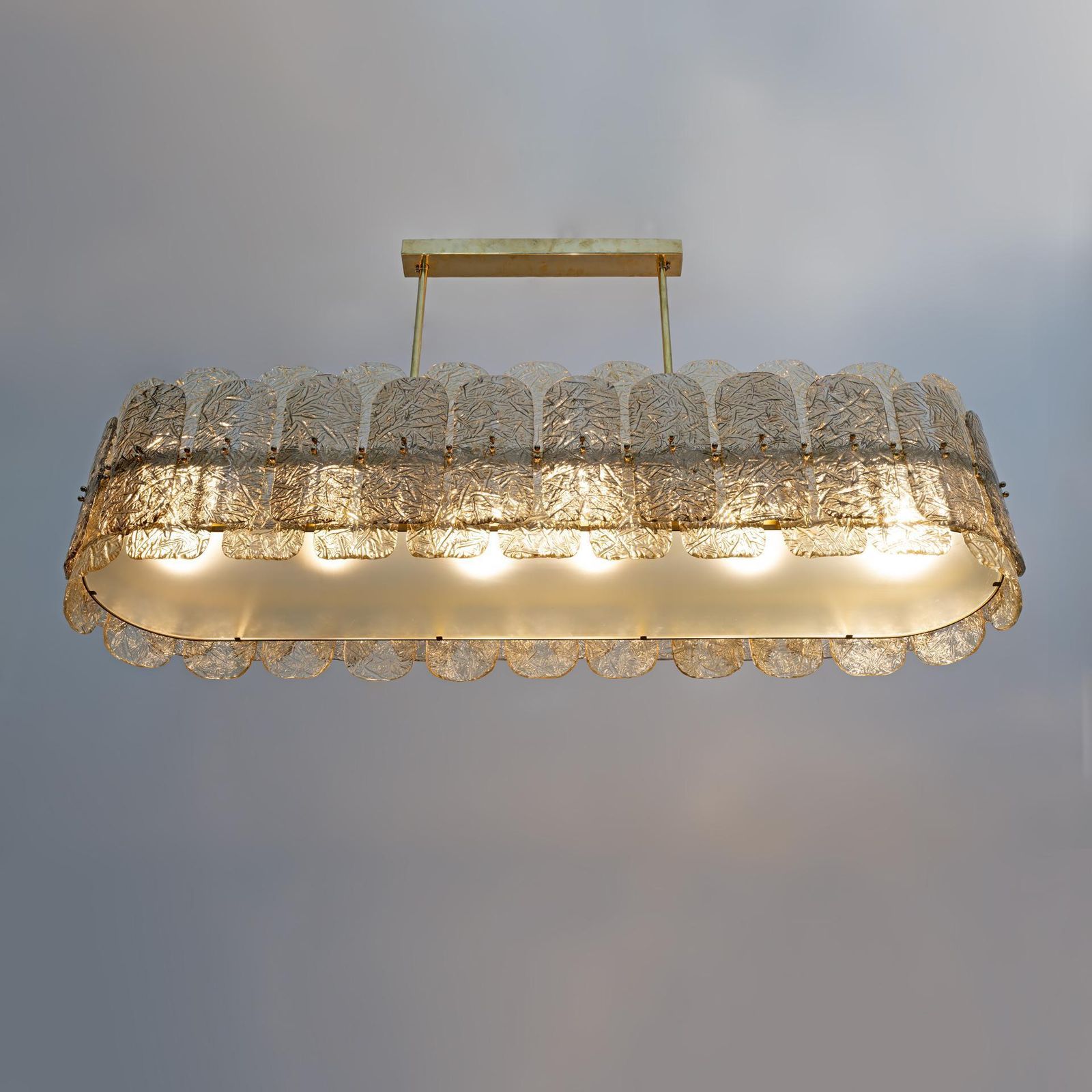 Mid Century Modern Stiyle Italian Brass And Murano Glass Chandelier photo 7291.0