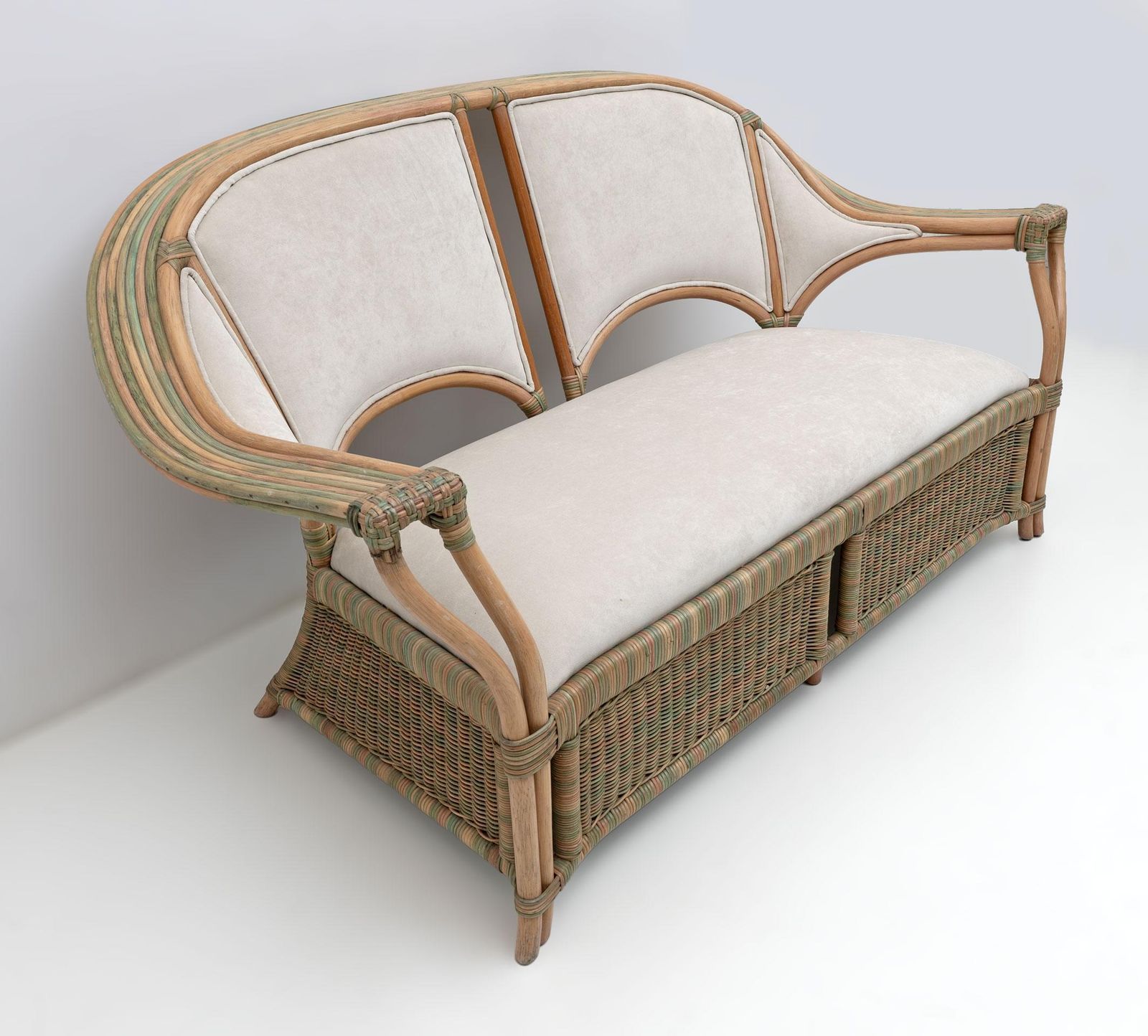 Mid Century Modern Italian Rattan And Wicker Two Armchairs And Sofa, 1970s photo furniture