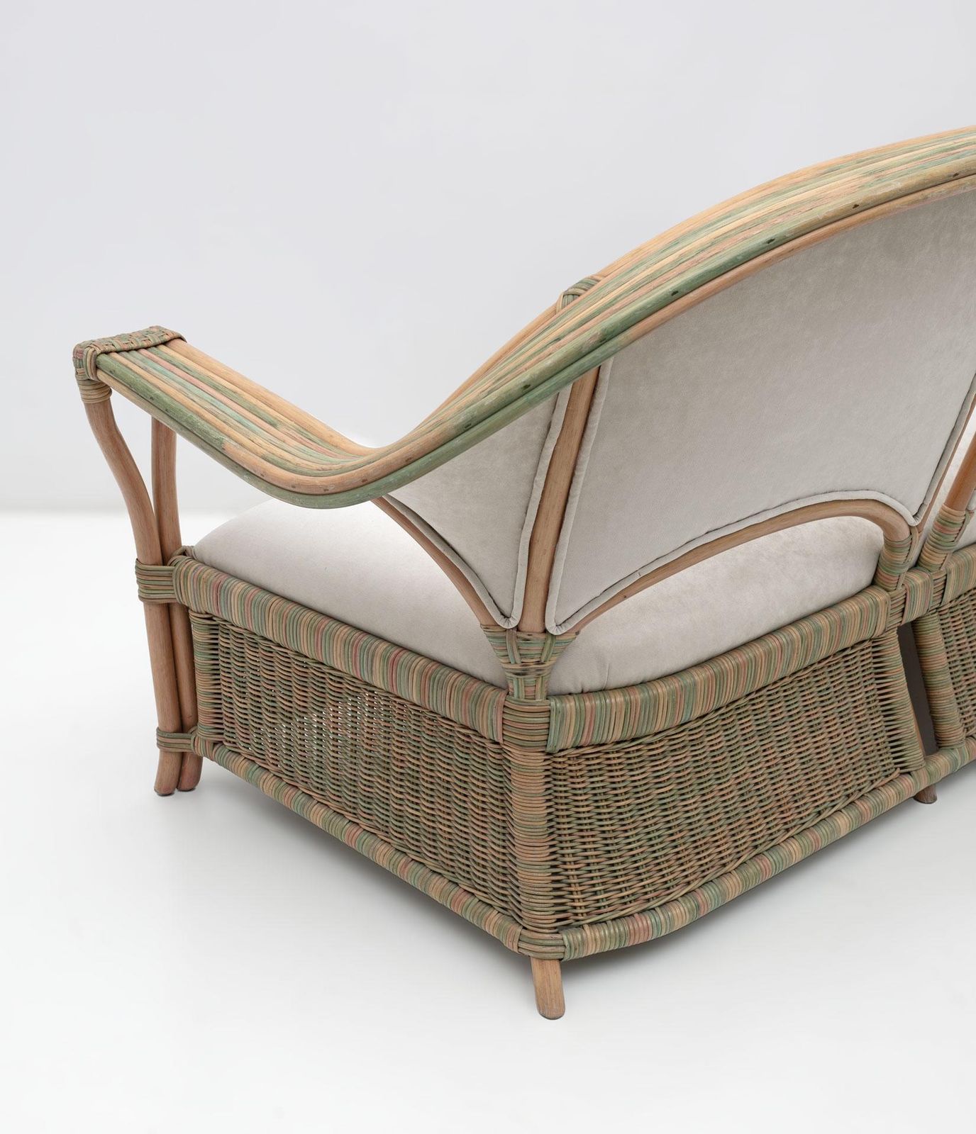 Mid Century Modern Italian Rattan And Wicker Two Armchairs And Sofa, 1970s photo 4460.0