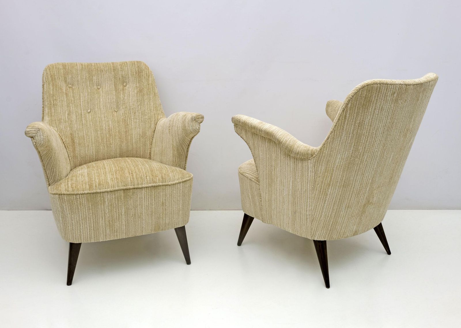 Pair Of Nino Zoncada Mid Century Modern Chenille Velvet By Cassina Armchairs 50s photo furniture