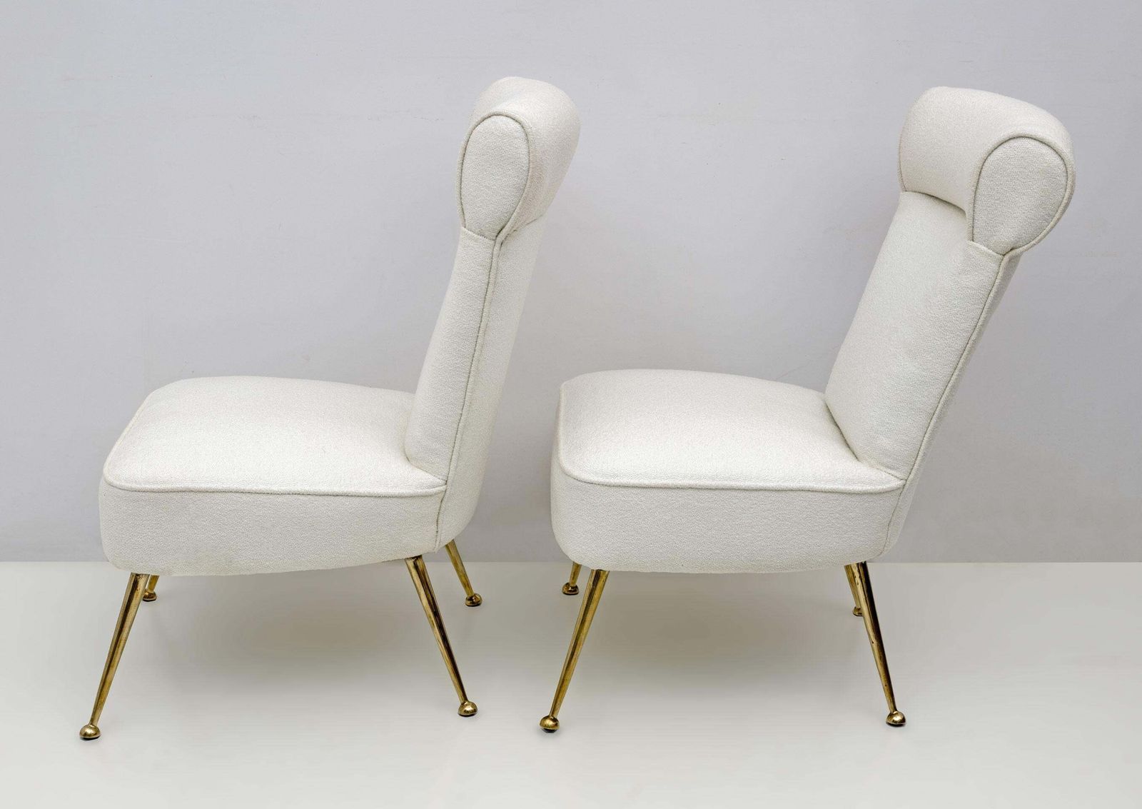 Pair Of Gigi Radice Mid Century Modern Boucle Small Armchairs By Minotti 1950s photo buy