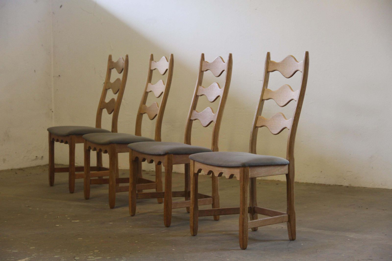 Highback / Ladderback Oak Chairs Style Of Henning Kjærnulf, 1960s, Set Of 4 photo furniture