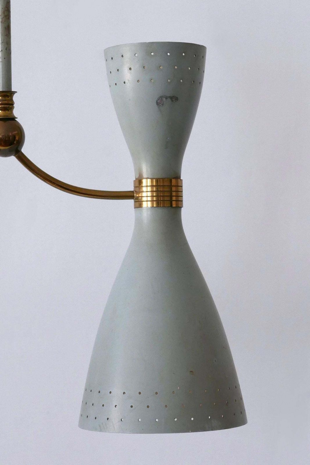 Lighting Rare Mid Century Modern Two Armed Diabolo Pendant Lamp Or Chandelier Italy 1950s photo