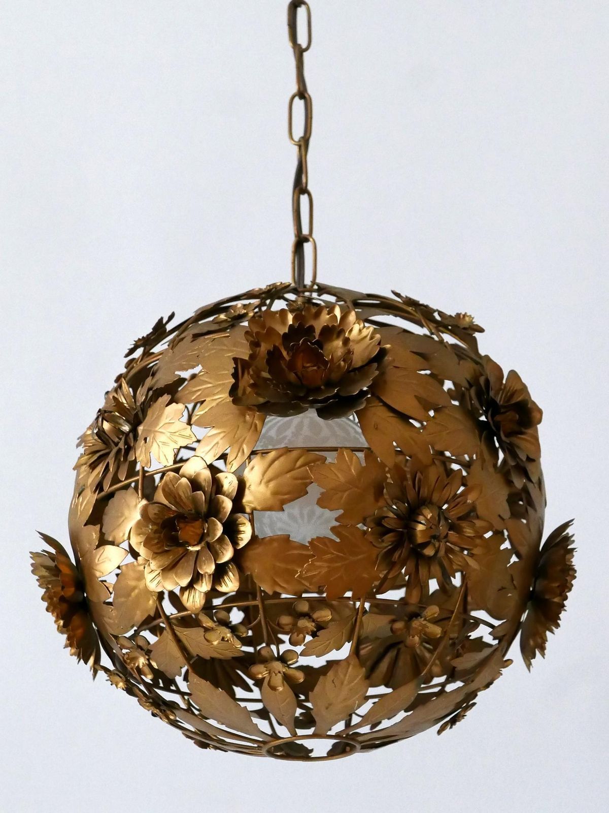 photo for sale Rare & Gorgeous Mid Century Modern Metal Floral Pendant Lamp, Germany, 1960s