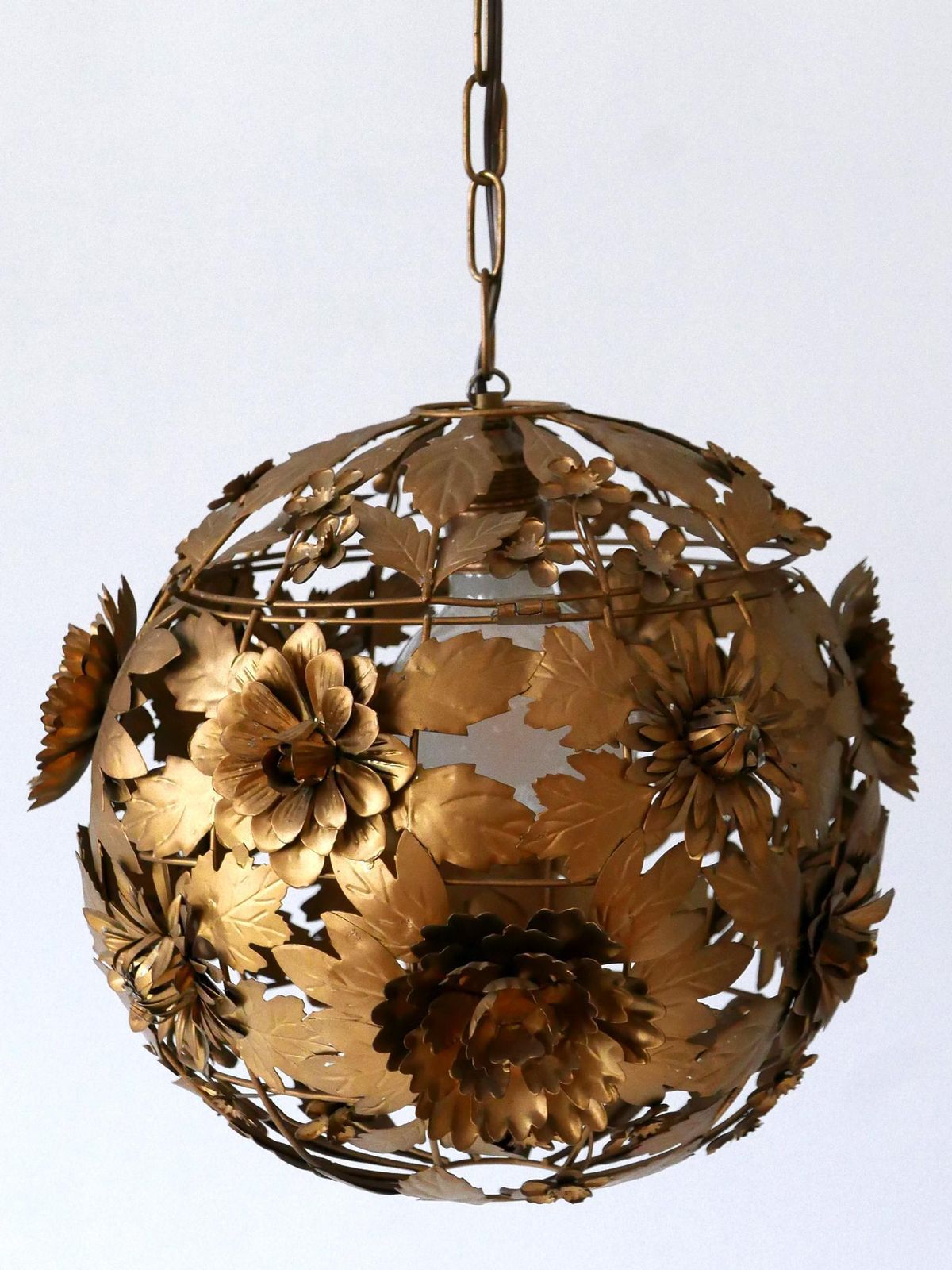 photo vinterior Rare & Gorgeous Mid Century Modern Metal Floral Pendant Lamp, Germany, 1960s