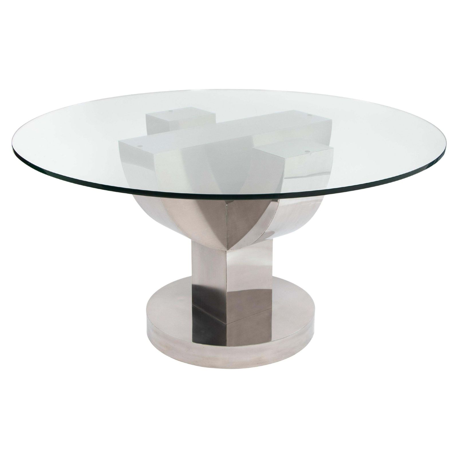 Mid Century Italian Cactus Shaped Dining Table Stainless Steel Veneer 1970s