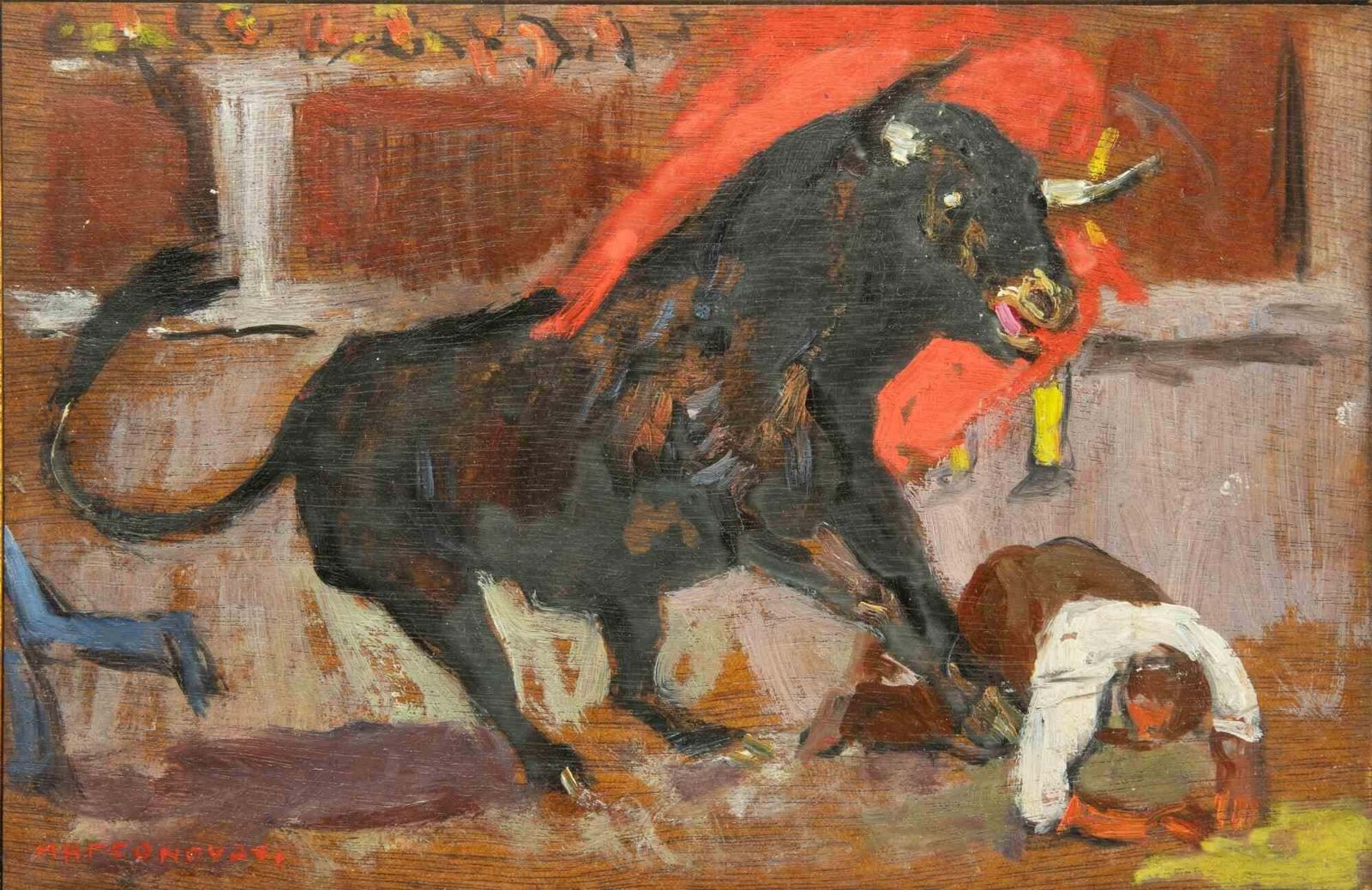 Marco Novatibullfight   Oil Paint By Marco Novati   19651965 photo furniture