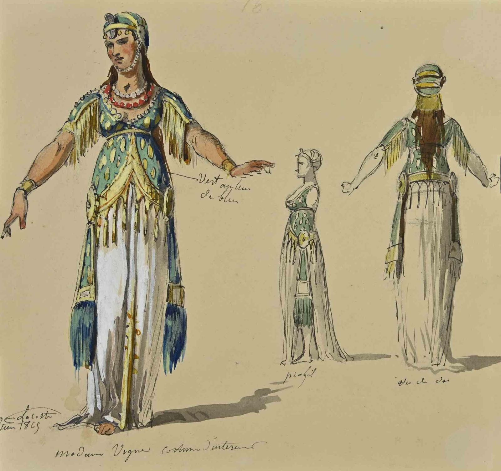 Eugène Lacostestudy For A Costume   Watercolor By Eugène Lacoste   18691869