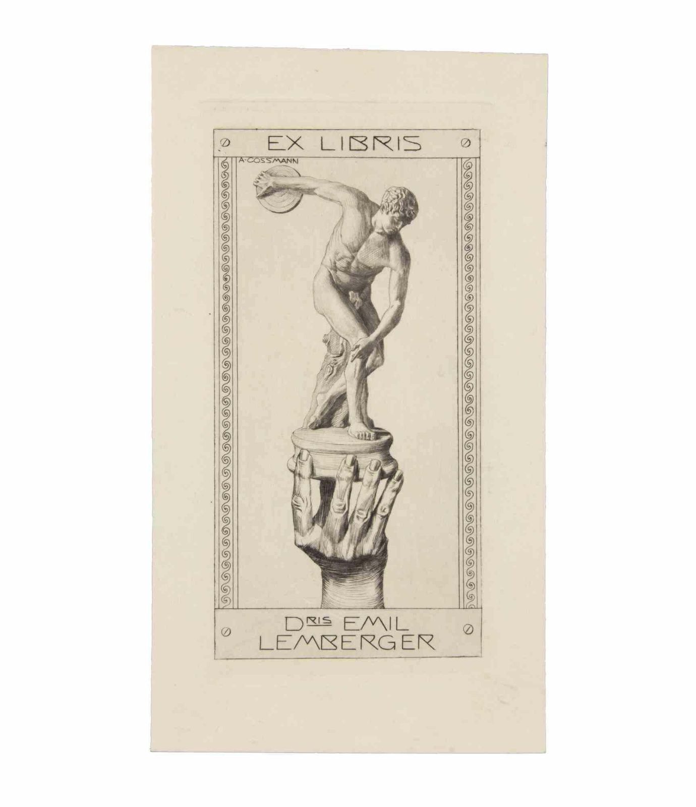 Alfred Cossmannex Libris Myron's Discobolus   Etching By Alfred Cossmann   Early 20th Centuryearly 20th Century
