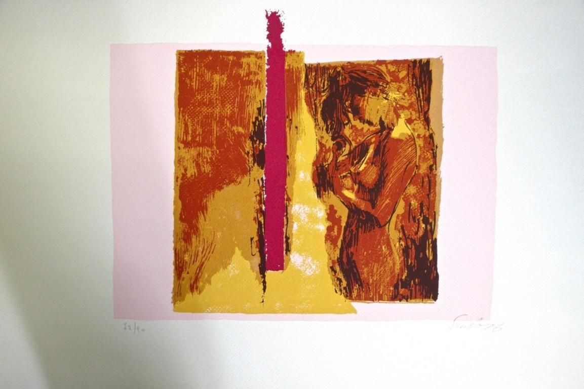 Nicola Simbariwoman In Pink   Screen Print By Nicola Simbari   19761976
