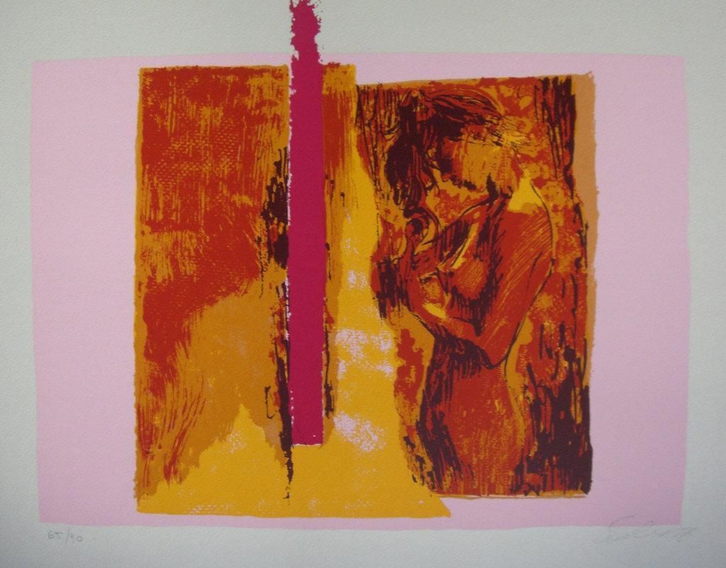 Nicola Simbarinude On Red   Screen Print By Nicola Simbari   19761976