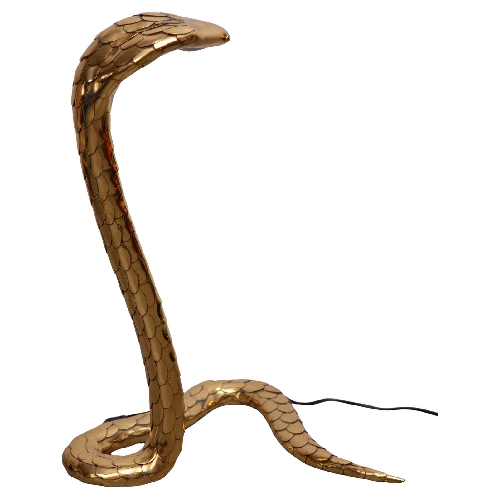 Large Floor Lamp, Cobra Sculpture Signed By Alain Chevret, 1985, France