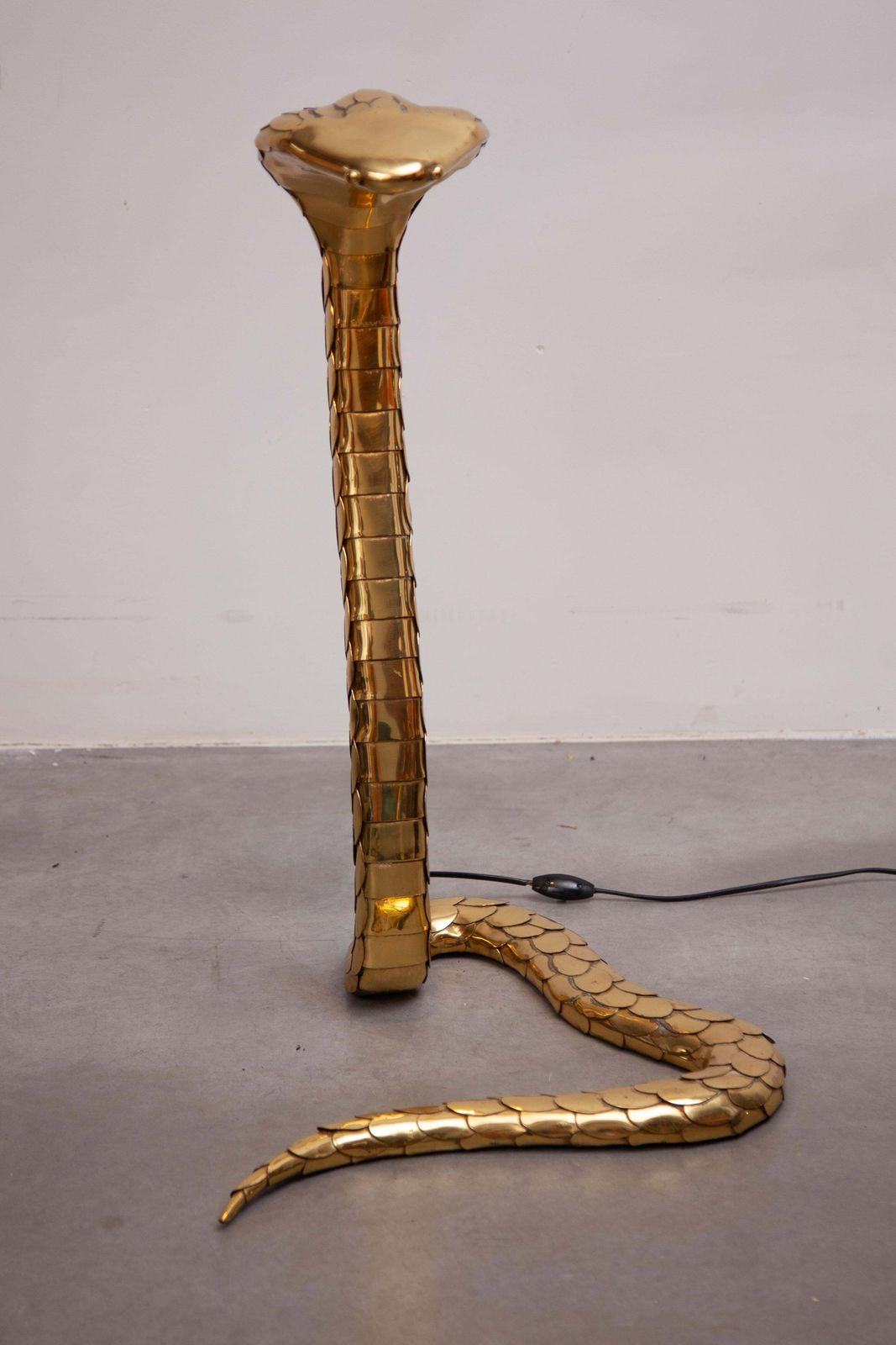Large Floor Lamp, Cobra Sculpture Signed By Alain Chevret, 1985, France photo buy