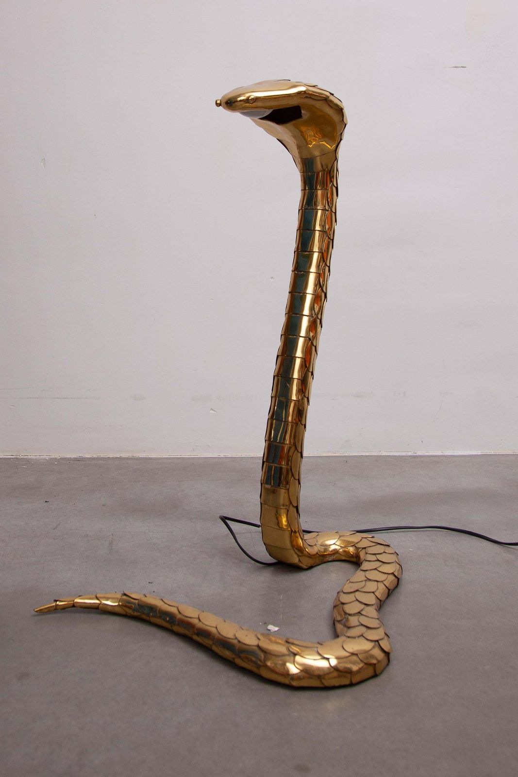 7659.0 Large Floor Lamp, Cobra Sculpture Signed By Alain Chevret, 1985, France photo