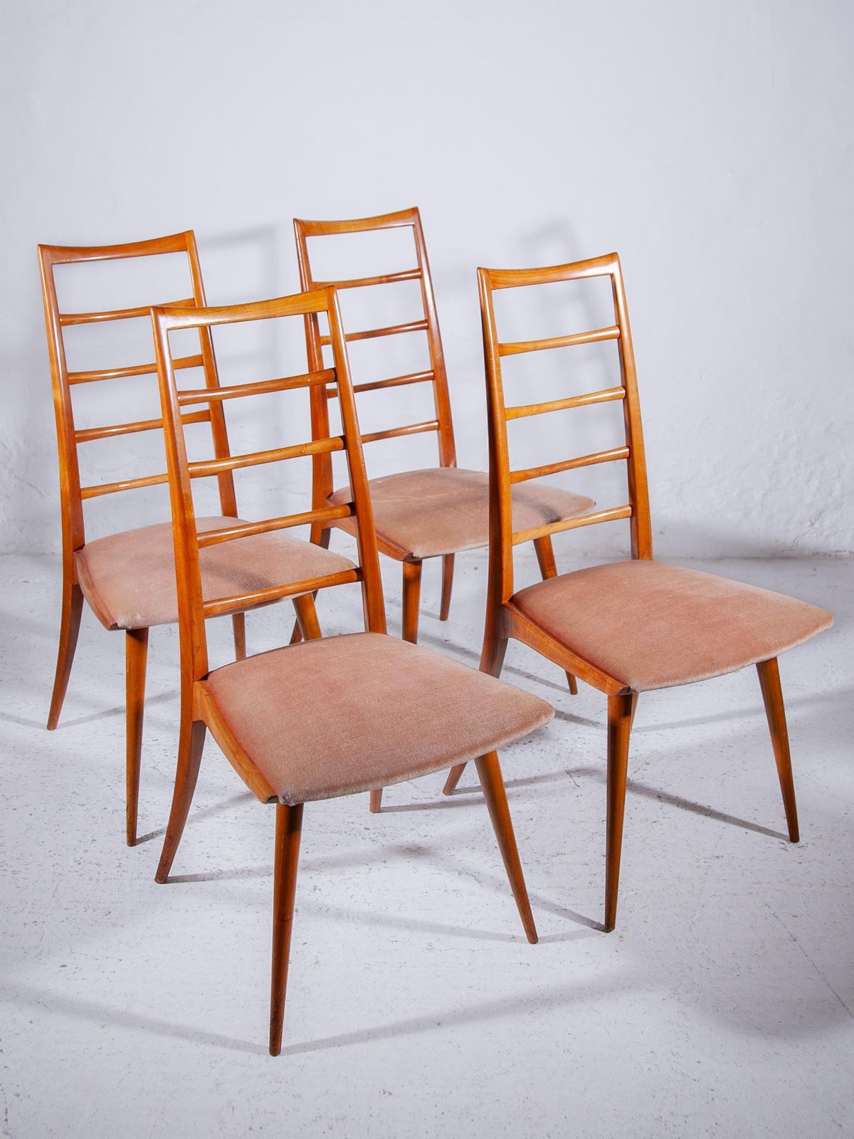 Furniture Set Of Four High Back Ladder Dining Chairs Designed By Dettinger, Germany photo